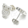 Arete Dormilona 02.336.0176 Plata Rodinada, Diseño de Búho, con Zirconia Cubica Blanca, Pulido, Rodinado