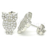 Arete Dormilona 02.336.0176 Plata Rodinada, Diseño de Búho, con Zirconia Cubica Blanca, Pulido, Rodinado