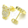 Arete Dormilona 02.336.0176.2 Plata Rodinada, Diseño de Búho, con Zirconia Cubica Blanca, Pulido, Tono Dorado