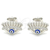 Arete Dormilona 02.336.0177 Plata Rodinada, Diseño de Ojo Griego, con Zirconia Cubica Blanca, Esmaltado Azul, Rodinado