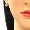 Arete Dormilona 02.336.0177.1 Plata Rodinada, Diseño de Ojo Griego, con Zirconia Cubica Blanca, Esmaltado Azul, Tono Rosado