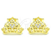 Arete Dormilona 02.336.0178.2 Plata Rodinada, Diseño de Corona y Corazón, con Zirconia Cubica Blanca, Pulido, Tono Dorado
