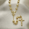 Rosario Mediano 09.213.0012.26 Oro Laminado, Diseño de Guadalupe y Crucifijo, Pulido, Tono Dorado