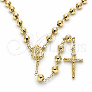 Rosario Mediano 09.213.0012.26 Oro Laminado, Diseño de Guadalupe y Crucifijo, Pulido, Tono Dorado