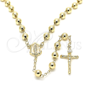 Rosario Mediano 09.213.0012.26 Oro Laminado, Diseño de Guadalupe y Crucifijo, Pulido, Tono Dorado