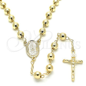 Rosario Mediano 09.213.0020.26 Oro Laminado, Diseño de Guadalupe y Crucifijo, Pulido, Tono Dorado