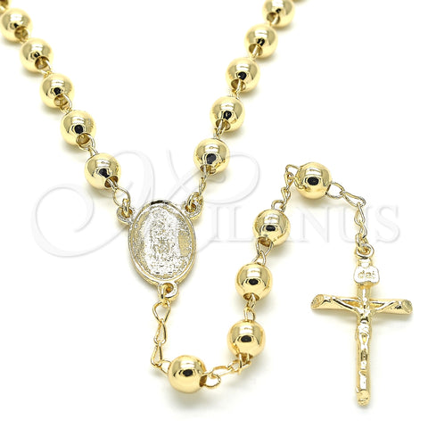 Rosario Mediano 09.213.0020.26 Oro Laminado, Diseño de Guadalupe y Crucifijo, Pulido, Tono Dorado