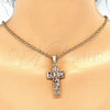 Dije Religioso 05.351.0058 Oro Laminado, Diseño de Cruz y Búho, con Granate and Blanca Cristal, Pulido, Tres Tonos