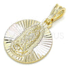 Dije Religioso 05.351.0064 Oro Laminado, Diseño de Guadalupe, Diamantado, Tres Tonos