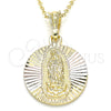 Dije Religioso 05.351.0064 Oro Laminado, Diseño de Guadalupe, Diamantado, Tres Tonos
