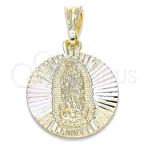 Dije Religioso 05.351.0064 Oro Laminado, Diseño de Guadalupe, Diamantado, Tres Tonos
