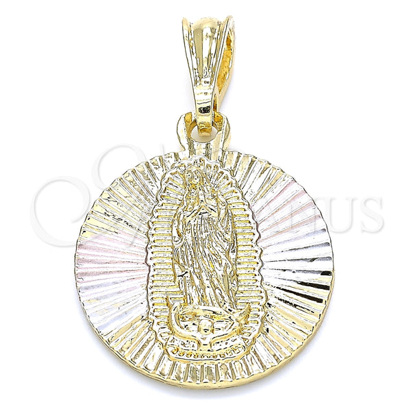 Dije Religioso 05.351.0064 Oro Laminado, Diseño de Guadalupe, Diamantado, Tres Tonos