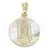 Dije Religioso 05.351.0064 Oro Laminado, Diseño de Guadalupe, Diamantado, Tres Tonos
