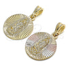 Dije Religioso 05.351.0064 Oro Laminado, Diseño de Guadalupe, Diamantado, Tres Tonos