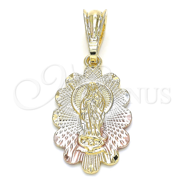 Dije Religioso 05.351.0066 Oro Laminado, Diseño de Guadalupe, Pulido, Tres Tonos