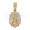 Dije Religioso 05.351.0066 Oro Laminado, Diseño de Guadalupe, Pulido, Tres Tonos