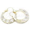Argolla Grande 02.351.0047.50 Oro Laminado, Diseño de Guadalupe y Flor, Pulido, Tres Tonos