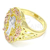 Anillo Elegante 01.253.0030.07 Oro Laminado, Diseño de San Judas, Pulido, Tres Tonos (Size 7)