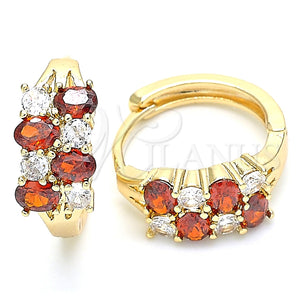 Argolla Huggie 02.210.0317.1.15 Oro Laminado, con Granate and Blanca Zirconia Cubica, Pulido, Tono Dorado