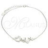 Pulsera Elegante 03.336.0057.07 Plata Rodinada, Diseño de Corazón, con Micro Pave Blanca, Pulido, Rodinado (Grosor 01 MM, 7 Pulgadas de Largo)