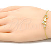 Pulsera Elegante 03.336.0057.2.08 Plata Rodinada, Diseño de Corazón, con Micro Pave Blanca, Pulido, Tono Dorado (Grosor 01 MM, 8 Pulgadas de Largo)