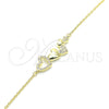 Pulsera Elegante 03.336.0057.2.08 Plata Rodinada, Diseño de Corazón, con Micro Pave Blanca, Pulido, Tono Dorado (Grosor 01 MM, 8 Pulgadas de Largo)