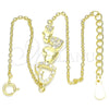 Pulsera Elegante 03.336.0057.2.08 Plata Rodinada, Diseño de Corazón, con Micro Pave Blanca, Pulido, Tono Dorado (Grosor 01 MM, 8 Pulgadas de Largo)