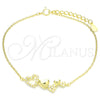 Pulsera Elegante 03.336.0057.2.08 Plata Rodinada, Diseño de Corazón, con Micro Pave Blanca, Pulido, Tono Dorado (Grosor 01 MM, 8 Pulgadas de Largo)