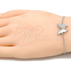 Pulsera Elegante 03.336.0058.07 Plata Rodinada, Diseño de Mariposa, con Zirconia Cubica Blanca, Pulido, Rodinado (Grosor 01 MM, 7 Pulgadas de Largo)