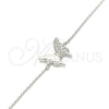 Pulsera Elegante 03.336.0058.07 Plata Rodinada, Diseño de Mariposa, con Zirconia Cubica Blanca, Pulido, Rodinado (Grosor 01 MM, 7 Pulgadas de Largo)