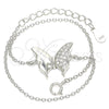 Pulsera Elegante 03.336.0058.07 Plata Rodinada, Diseño de Mariposa, con Zirconia Cubica Blanca, Pulido, Rodinado (Grosor 01 MM, 7 Pulgadas de Largo)