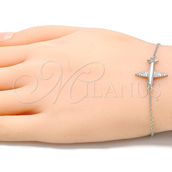 Pulsera Elegante 03.336.0059.07 Plata Rodinada, con Micro Pave Blanca, Pulido, Rodinado (Grosor 01 MM, 7 Pulgadas de Largo)