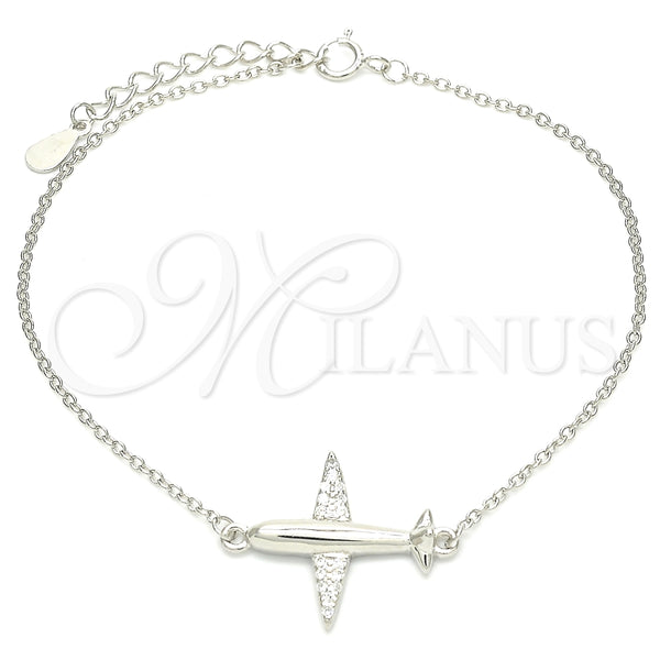 Pulsera Elegante 03.336.0059.07 Plata Rodinada, con Micro Pave Blanca, Pulido, Rodinado (Grosor 01 MM, 7 Pulgadas de Largo)