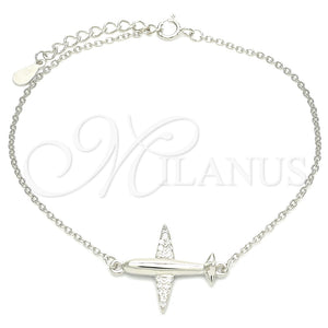 Pulsera Elegante 03.336.0059.07 Plata Rodinada, con Micro Pave Blanca, Pulido, Rodinado (Grosor 01 MM, 7 Pulgadas de Largo)
