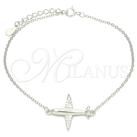 Pulsera Elegante 03.336.0059.07 Plata Rodinada, con Micro Pave Blanca, Pulido, Rodinado (Grosor 01 MM, 7 Pulgadas de Largo)