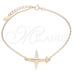 Pulsera Elegante 03.336.0059.1.07 Plata Rodinada, con Micro Pave Blanca, Pulido, Tono Rosado (Grosor 01 MM, 7 Pulgadas de Largo)