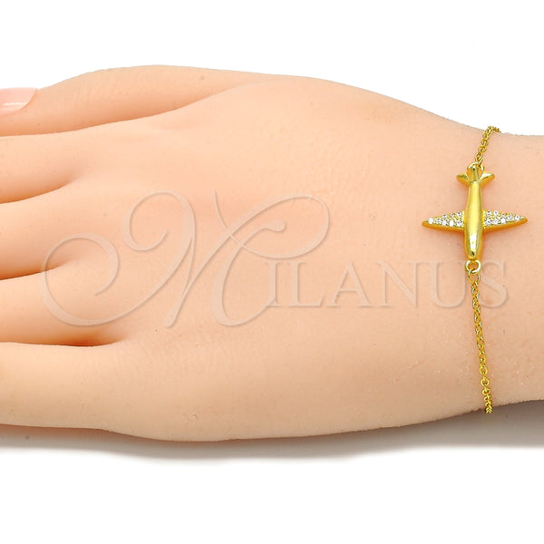 Pulsera Elegante 03.336.0059.2.07 Plata Rodinada, con Micro Pave Blanca, Pulido, Tono Dorado (Grosor 01 MM, 7 Pulgadas de Largo)