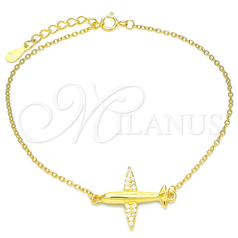 Pulsera Elegante 03.336.0059.2.07 Plata Rodinada, con Micro Pave Blanca, Pulido, Tono Dorado (Grosor 01 MM, 7 Pulgadas de Largo)