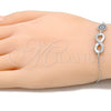 Pulsera Elegante 03.336.0060.07 Plata Rodinada, Diseño de Infinito, con Micro Pave Zafiro Azul y Cristal Blanca, Pulido, Rodinado (Grosor 01 MM, 7 Pulgadas de Largo)