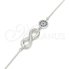 Pulsera Elegante 03.336.0060.07 Plata Rodinada, Diseño de Infinito, con Micro Pave Zafiro Azul y Cristal Blanca, Pulido, Rodinado (Grosor 01 MM, 7 Pulgadas de Largo)