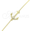 Pulsera Elegante 03.336.0062.2.08 Plata Rodinada, Diseño de Ancla, con Micro Pave Blanca, Pulido, Tono Dorado (Grosor 01 MM, 8 Pulgadas de Largo)