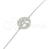 Pulsera Elegante 03.336.0063.07 Plata Rodinada, Diseño de Ãrbol, con Micro Pave Blanca, Pulido, Rodinado (Grosor 01 MM, 7 Pulgadas de Largo)