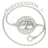 Pulsera Elegante 03.336.0063.07 Plata Rodinada, Diseño de Ãrbol, con Micro Pave Blanca, Pulido, Rodinado (Grosor 01 MM, 7 Pulgadas de Largo)