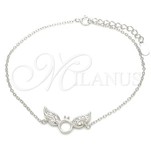 Pulsera Elegante 03.336.0065.08 Plata Rodinada, con Micro Pave Blanca, Pulido, Rodinado (Grosor 01 MM, 8 Pulgadas de Largo)