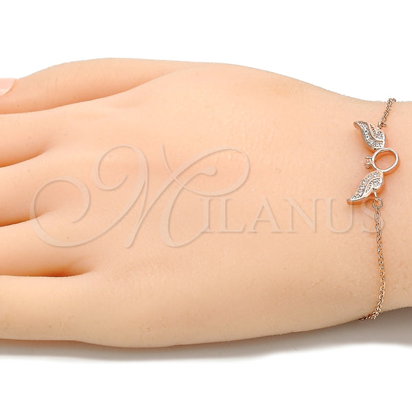 Pulsera Elegante 03.336.0065.1.08 Plata Rodinada, con Micro Pave Blanca, Pulido, Tono Rosado (Grosor 01 MM, 8 Pulgadas de Largo)