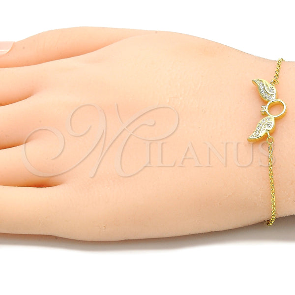 Pulsera Elegante 03.336.0065.2.08 Plata Rodinada, con Micro Pave Blanca, Pulido, Tono Dorado (Grosor 01 MM, 8 Pulgadas de Largo)