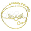 Pulsera Elegante 03.336.0065.2.08 Plata Rodinada, con Micro Pave Blanca, Pulido, Tono Dorado (Grosor 01 MM, 8 Pulgadas de Largo)