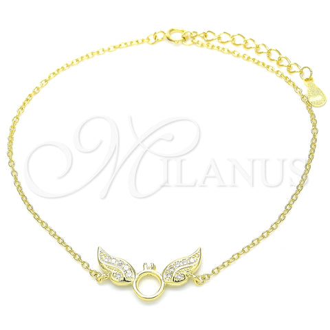 Pulsera Elegante 03.336.0065.2.08 Plata Rodinada, con Micro Pave Blanca, Pulido, Tono Dorado (Grosor 01 MM, 8 Pulgadas de Largo)