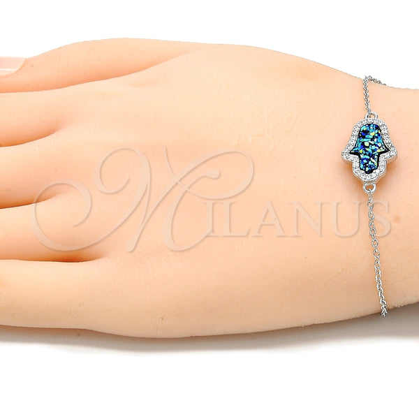 Pulsera Elegante 03.336.0066.07 Plata Rodinada, Diseño de Mano de Dios, con Zirconia Cubica Blanca, Pulido, Rodinado (Grosor 01 MM, 7 Pulgadas de Largo)