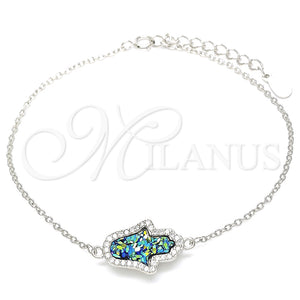 Pulsera Elegante 03.336.0066.07 Plata Rodinada, Diseño de Mano de Dios, con Zirconia Cubica Blanca, Pulido, Rodinado (Grosor 01 MM, 7 Pulgadas de Largo)